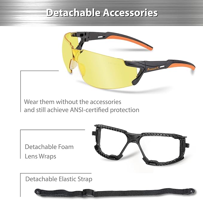 ProtectX Classic Safety Glasses, Anti-Fog Scratch Resistant Lenses, Protective Eyewear for Work, Indoor/Outdoor, ANSI Z87.1