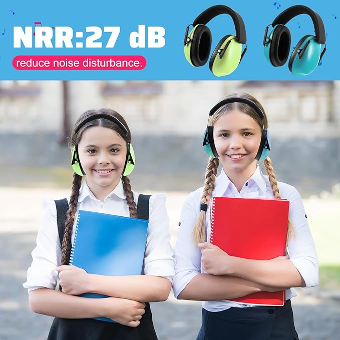 Amylove 100 Pcs Kids Ear Protection Noise Cancelling Headphones Noise Reduction Ear Muffs 27dB Hearing Protection (12 Colors)