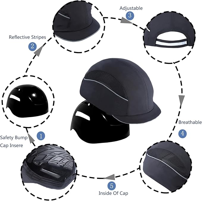 Lightweight Hard Hat Safety Bump Cap Safety Hard Hat Head Protection Cap Breathable Baseball Hat Style Comfortable Head Protection Hat for Work