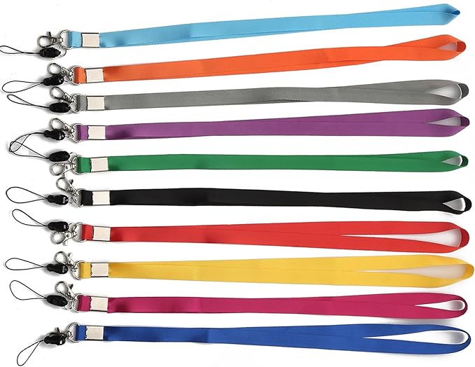 YOUOWO 10 Pcs Neck Office Lanyards For id Badges Holder,10 Colors Cruise Lanyard For Keys Kids ID Name Badge,Purple,Yellow, Orange,Blue,Black,Green,Gray,Red,Light Blue,Pink