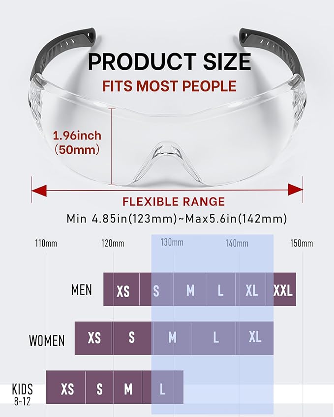 MORK&SUKY Safety Glasses Anti-Fog, Impact-Resistant with UV400 Protection,Lightweight Comfort for Industrial, Sports, Lab.