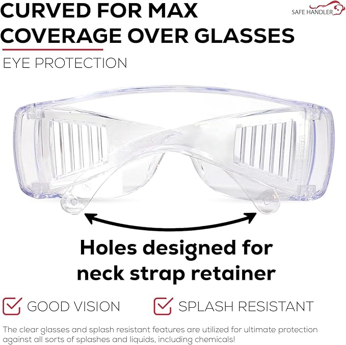 BISON LIFE Diamont Vented Over Glasses Safety Glasses | Meets ANSI Z87.1, Impact Resistant Polycarbonate Lens
