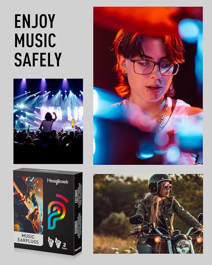 Hearprotek Concert Ear Plugs, 2Pairs Reusable high Fidelity Musician Ear Plugs for Concerts Loud Music-Noise Reduction Ear Protection earplugs for Rave,Festival,Music,Tinnitus Relief