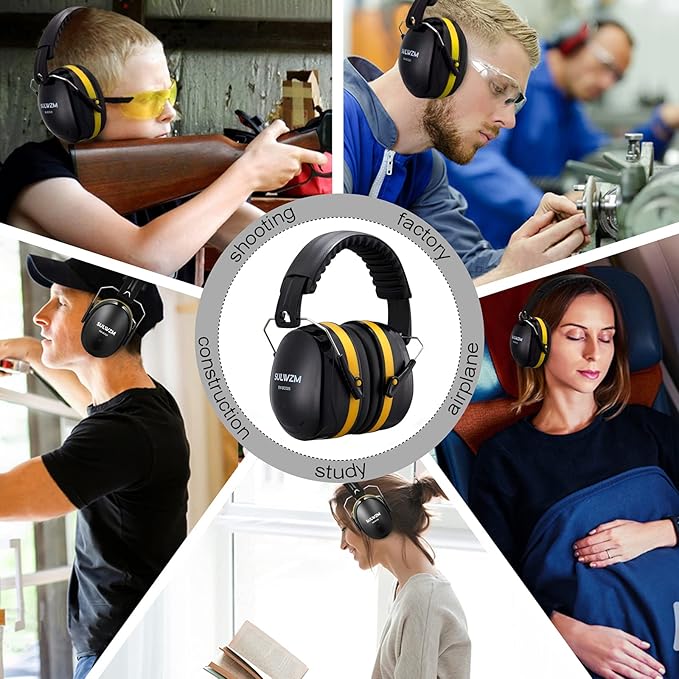Hearing Protection Ear Muffs,NRR 28db Noise Cancelling for Shooting, Mowing, Construction,Yellow