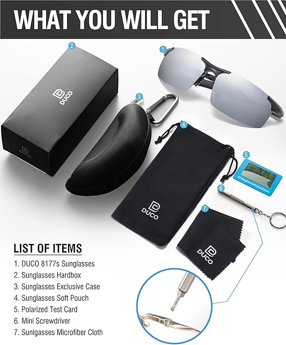 DUCO Mens Sports Polarized Sunglasses UV Protection Sunglasses for Men 8177s
