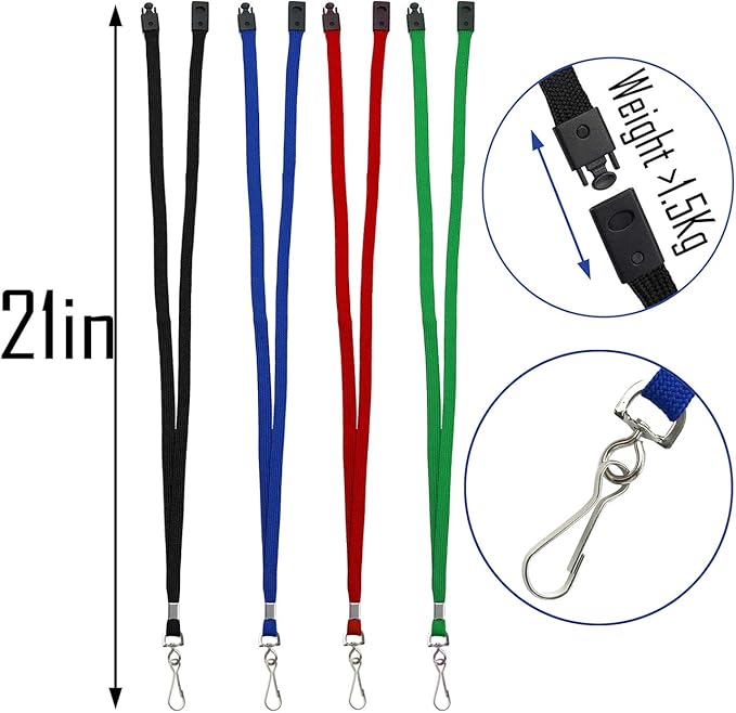 Safety Lanyards Premium Breakaway Blue Lanyard Comfortable Neck Straps Lanyards Swivel J Hook for ID Badges 50 Pack