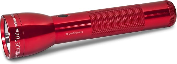 Maglite ML300L LED 2-Cell D Flashlight, Adjustable Focus, Long Battery Life, Water-Resistant, Tactical and Emergency Use – Red