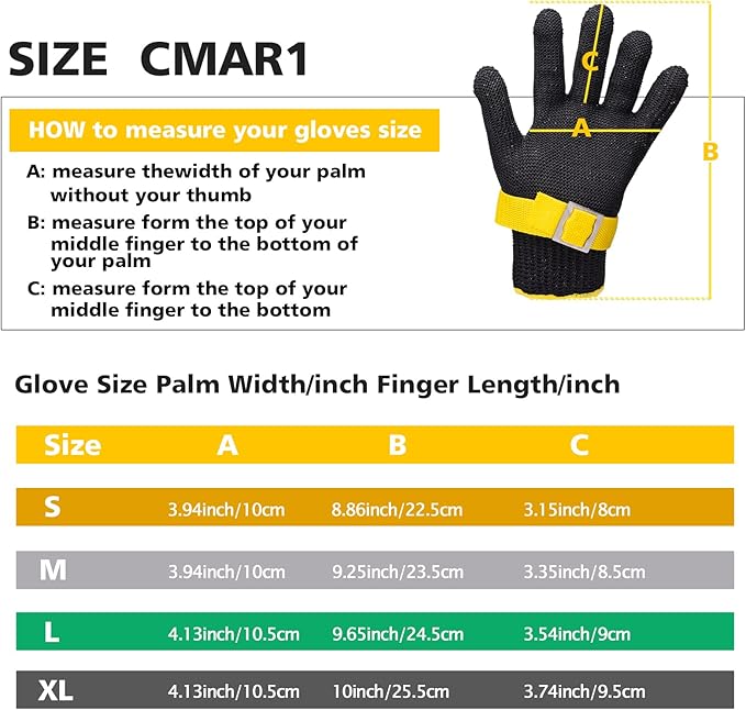 Schwer ANSI A9 Cut Resistant Glove, Food Grade Stainless Steel Wire Mesh, Knife Cutting Gloves, Butcher Meat, S(Pack of 1)