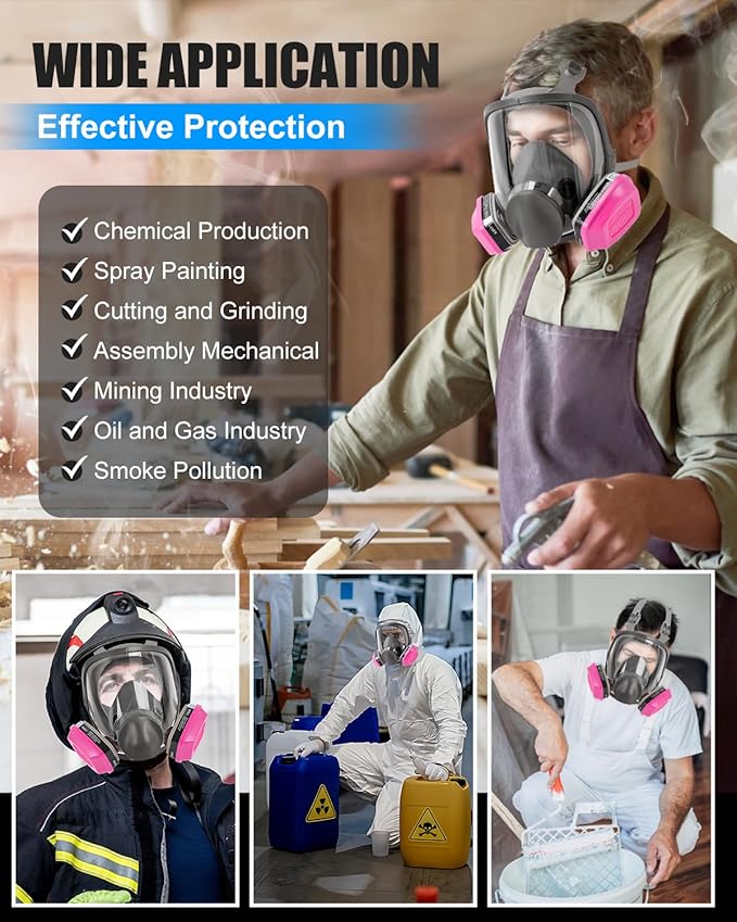 Full Face Respirator Mask with 60921 &2097 Filters - 6800 Reusable Gas Mask Against Dust Organic Vapor Anti-fog Mask for Epoxy Resin, Chemicals, Painting, Car Spraying, Woodworking, Welding, Polishing