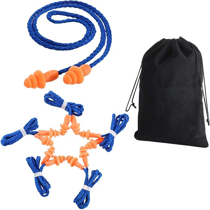 100 Pairs Corded Ear Plugs Silicone Noise Reducing Blocking Cancelling Soft Reusable Rubber Hearing Protection Earplugs for Sleeping Swimming Snoring Sports Racing