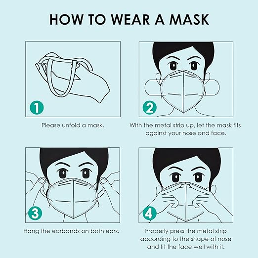 LEMENT KN95 Face Masks,100 Pack Breathable Cup Dust Disposable Masks For Adults,Blue