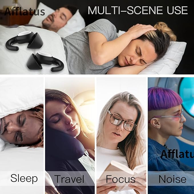 Afflatus Ear Plugs for Sleeping Noise Cancelling, 2 Pairs (S+L) Comfortable Reusable Noise Reduction Ear Plugs, Earplugs for Sleep, Snoring Light Blue