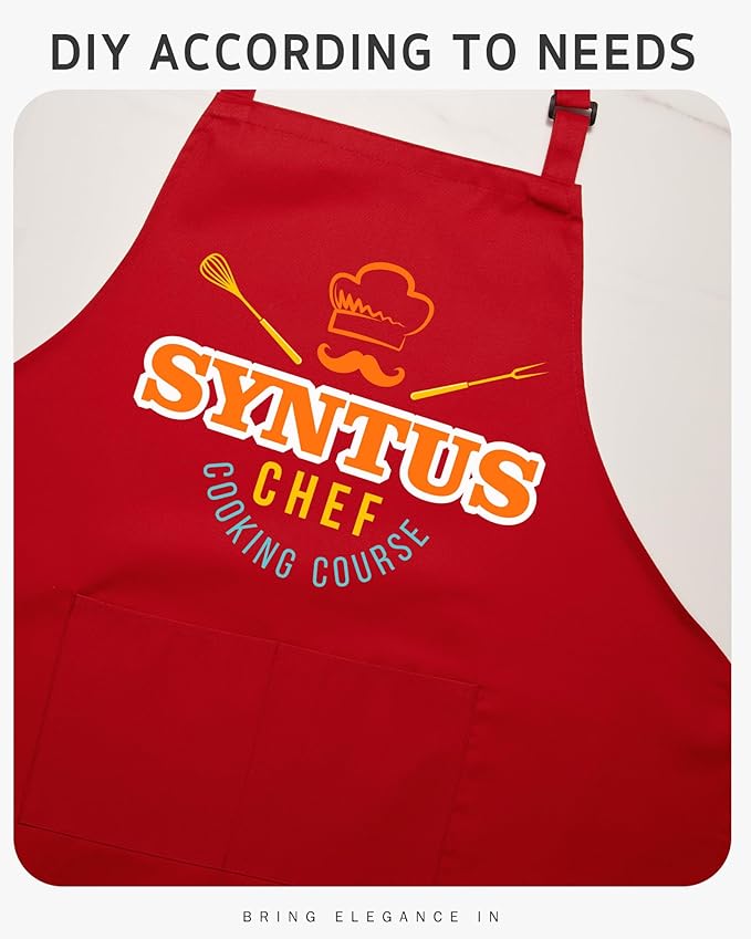 Syntus Chef Apron for Men Women Kitchen Cooking Apron with Pockets, Adjustable Bib Aprons Stain Resistant, 1 Pack