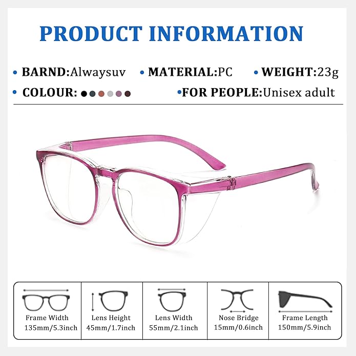 Outray 2 Pairs Anti Fog Safety Goggles Protective Glasses Blue Light Blocking Eyeglasses for Men Women