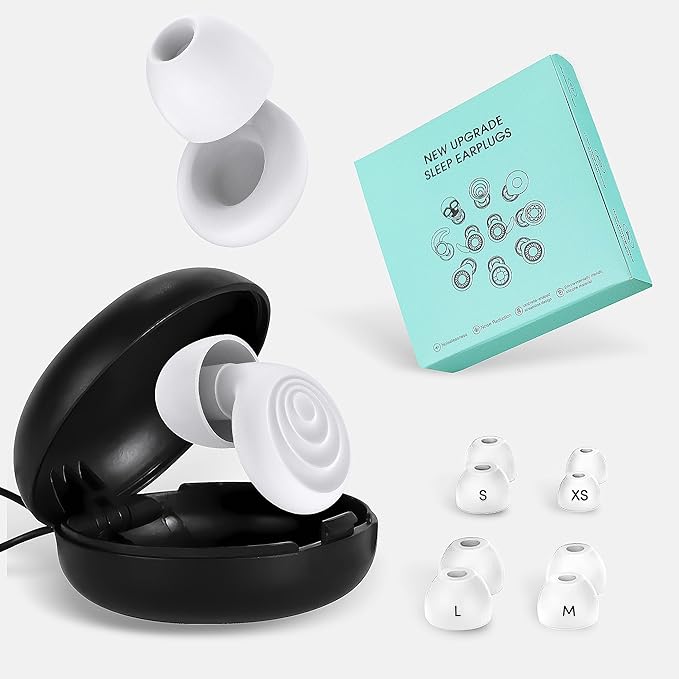 Ear Plugs for Sleeping Noise Reduction, Reuseable High Fidelity Earplugs, Concerts, Focus, Travel, Work, High Fidelity – 8 Eartips – Flexible Soft-Touch White