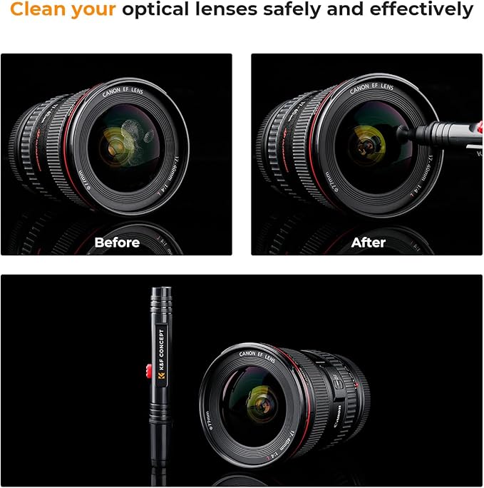 K&F Concept Professional Lens Cleaning Pen*3 with Soft Brush, Carbon Head Lens Cleaning Pen for Canon, Nikon, Pentax, Sony Digital Camera Cleaning,AR VR Glasses Cleaning