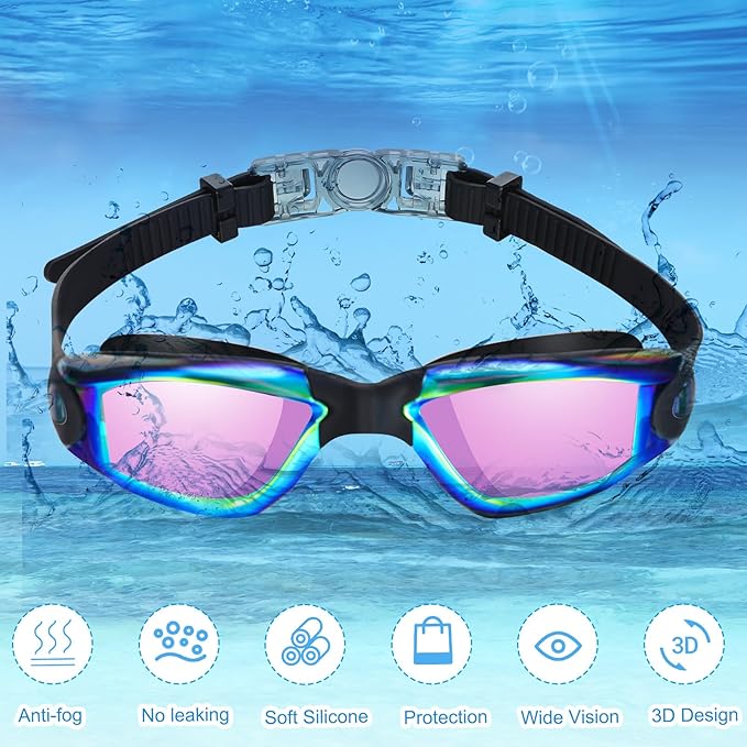 Konohan 8 Pack Kids Goggles Swim Goggles for Adult Kids Swimming Glasses Anti Fog Silicone No Leak Pool Glasses