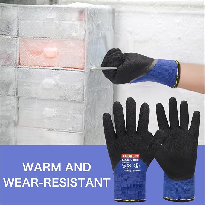 2 Pairs Winter Work Gloves for Men and Women, Freezer Gloves for Work Below Zero, Thermal Insulated, Super Grip