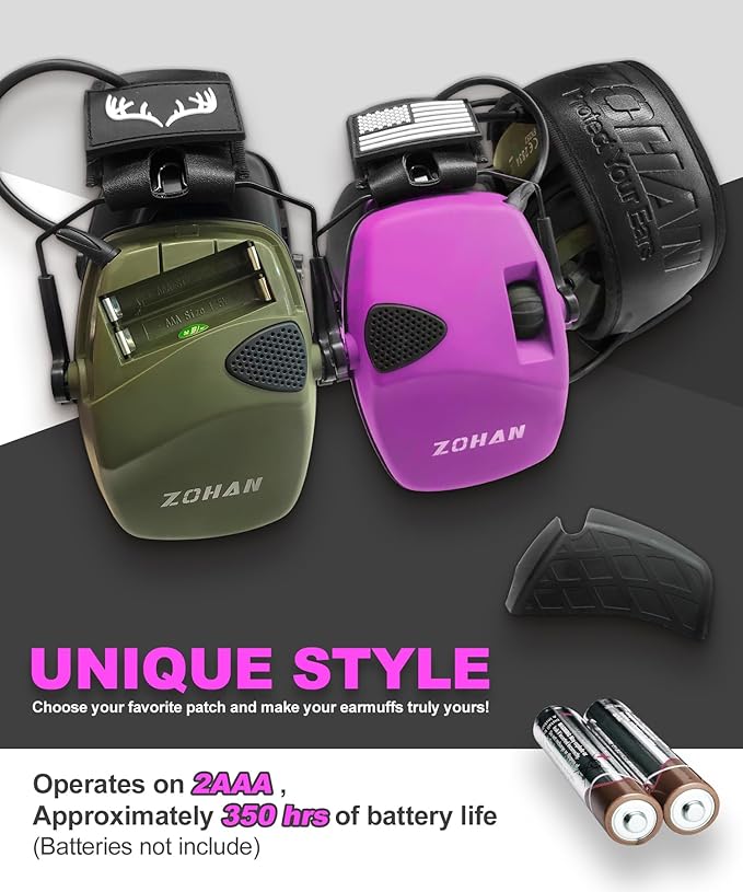 ZOHAN EM054 Electronic Shooting Ear Protection with Sound Amplification, Slim Active Noise Reduction Earmuffs for Gun Range