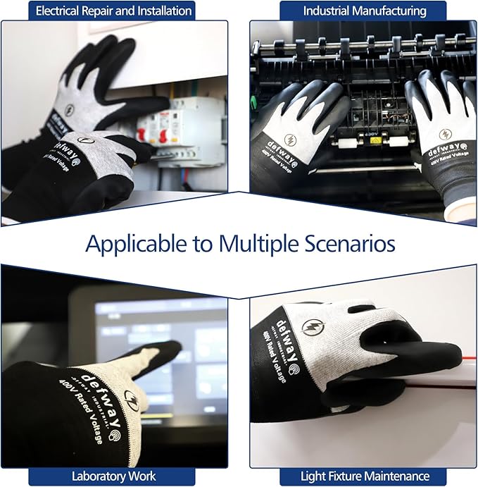 defway Insulated Work Gloves 1000V High Voltage Resistant Electrician Gloves Waterproof Work Gloves Rubber Non Slip Design