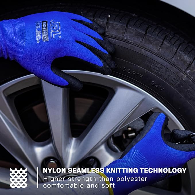 JDL Work Gloves with Micro Foam Nitrile Coated, Touch Screen Compatible,US Patent Seamless Knit Nylon Safety Gloves