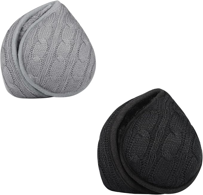 Venswell Knit Ear Muffs for Winter Women Men Soft Earmuffs Cold Weather Fleece Ear Warmers Cover Foldable & Adjustable