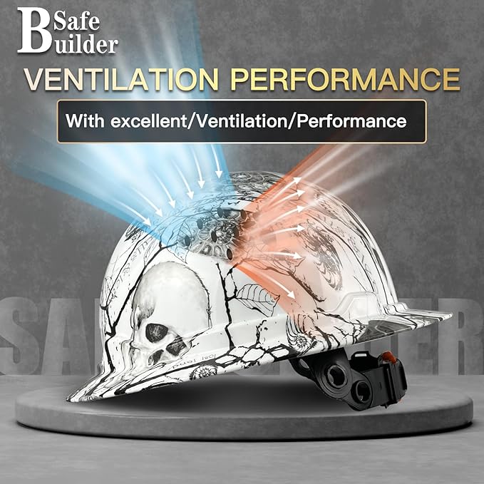 SBD-G1C Construction Full Brim Safety Helmet HDPE Hard Hat Vented Hardhats Sunshade Carbon Fiber Pattern Industrial Work Certified ANSI/ISEA Z89.1