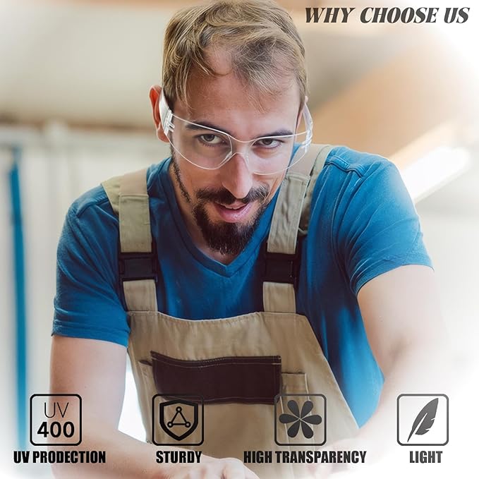 Safety Glasses Bulk ANSI Z87.1, Wrap Around Resistant Scratch Eye Protective Eyewear for Men Women Work Lab