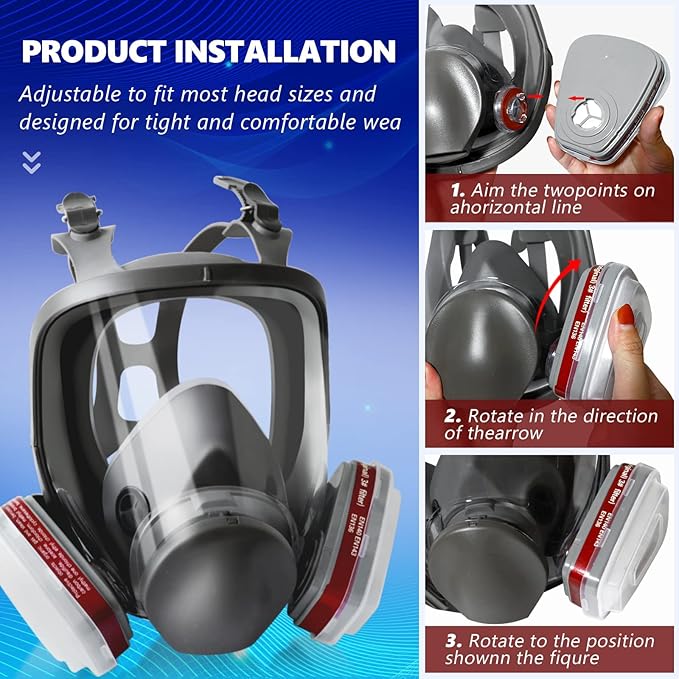 2 Set 6800 Full Face Gas Mask - Anti-fog, Dust-proof Respirator with 2097 & 6001CN Filters Protection for Painting, Chemicals, Polishing, Welding