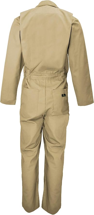 Natural Uniforms Mens Long Sleeve Zip Up Twill Coverall, Stain and Wrinkle Resistant