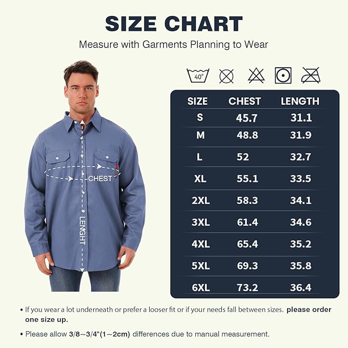 SKSAFETY 7oz FR Shirts for Men, Welding Shirt Hi Vis Flame Resistant 100% Cotton Fire Retardant Longsleeve Shirt CAT2/NFPA
