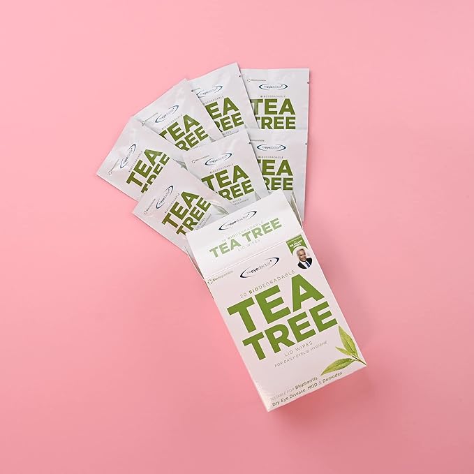 The Eye Doctor Tea Tree Eyelid Wipes - 40x Cleansing Lid Wipes Suitable for Dry Eye Blepharitis MGD & Demodex - Tea Tree, Coconut & Argan Oil