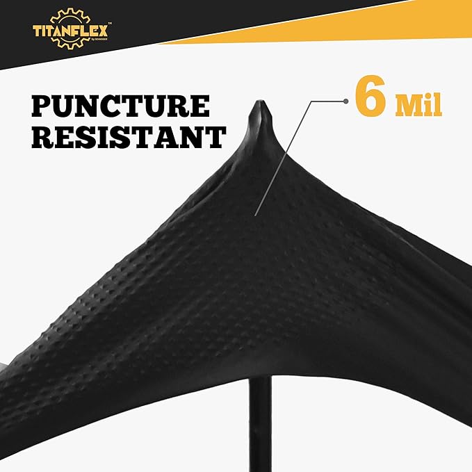 TitanFlex Heavy Duty Black Nitrile Gloves, 6 Mil with Raised Diamond Texture Disposable Gloves Latex Free, Powder Free