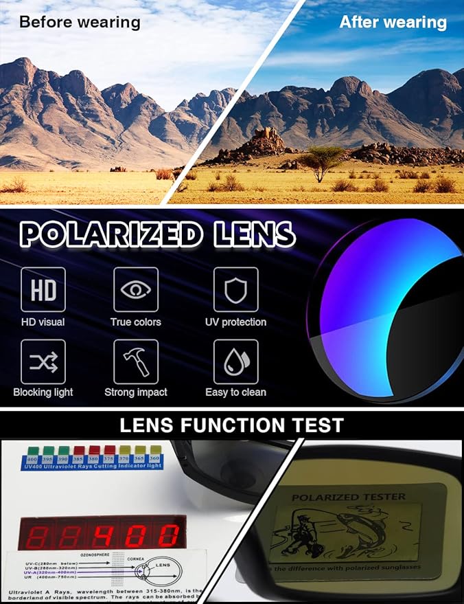 Polarized Sunglasses Men Womens Trendy Retro Sports Rectangular Wrap Around Vintage Shot Shield