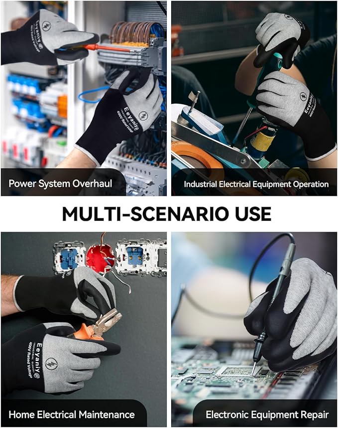 Electrician Gloves 400V Insulated Work Gloves High Voltage Insulated Rubber Non-Slip Electrical Gloves