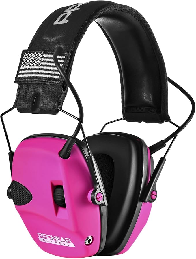 PROHEAR Electronic Ear Protection for Shooting with 4X Sound Amplification, Gun Range Hearing Protection Muffs, NRR 23dB Noise Reduction Headphones for Hunting, Pink