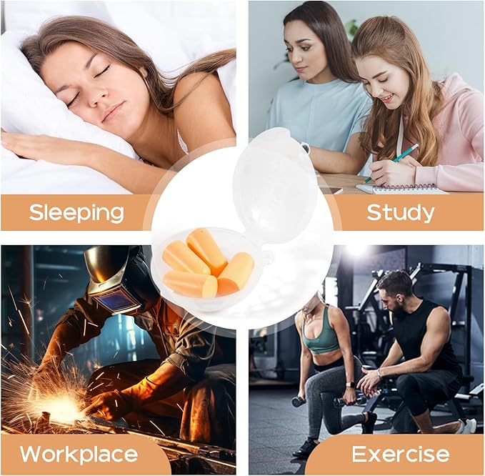 10Pairs Foam Earplugs, Noise Cancelling Ear Plugs for Sleeping Hearing Protection for Shooting Range, Work, Travel,Concert