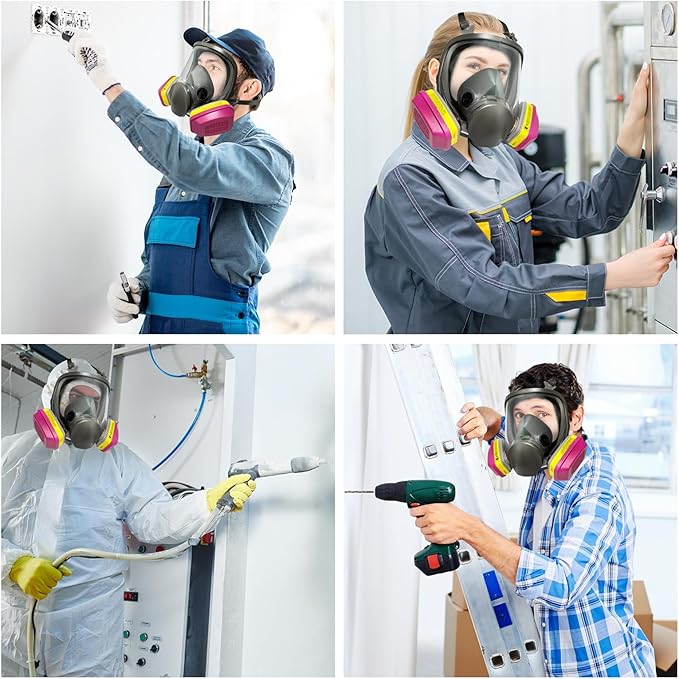 Full Face Respirator Mask, Paint Respirator Mask with 60923 Filters against Organic Vapor Gases for Spray Paint Chemicals Epoxy Resin Welding Sanding