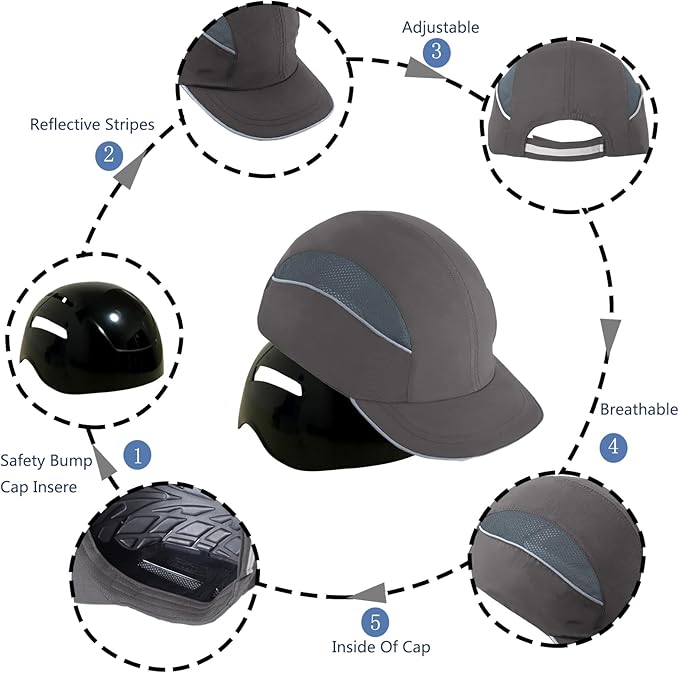 Lightweight Hard Hat Safety Bump Cap Safety Hard Hat Head Protection Cap Breathable Baseball Hat Style Comfortable Head Protection Hat for Work