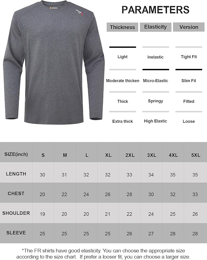 FR Shirts for Summer 5.5OZ Lightweight Breathable Vented Mesh Flame Resistant Long Sleeve Crew T-Shirt CAT2