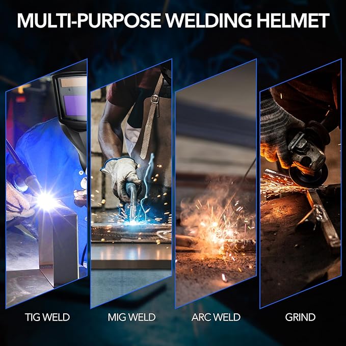 Welding Hood Auto Darkening Welding Helmet with Light True Color 1/1/1/2 Top Optical Clarity Wide Shade 9-13 Welding Mask with Grinding Weld Helmet (KTS-JD15)