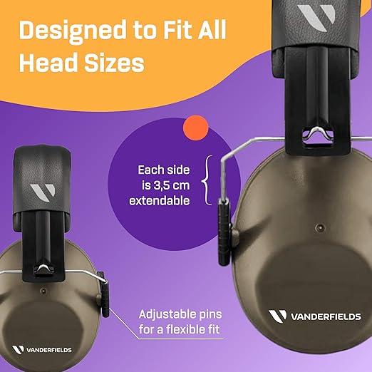 Vanderfields Hearing Protection Ear Muffs for Noise Reduction, 26dB Certified, Noise Cancelling Safety Ear Protection for Shooting, Adult Headphones for Lawn Mowing, DIY, Construction, Woodworking