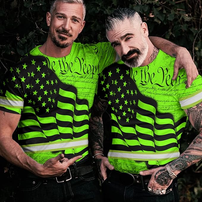 Maddly High Visibility US Flag Collection Safety Workwear Custom Name for Workers, Runners, Truckers, Patriotic