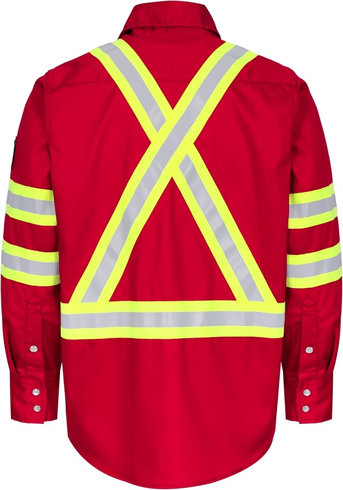 BOCOMAL FR Shirts High Visibility/Hi Vis Flame Resistant/Fire Retardant Shirt 7.5oz Men's Reflective Shirts