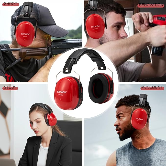 Hearing Protection Ear Muffs,NRR 28db Noise Cancelling for Shooting, Mowing, Construction,Red
