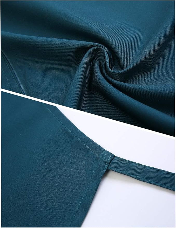 NEWGEM Adjustable Kitchen Apron with 2 Pockets 100% Cotton for Women,Chef,Waitress,Hairstylist Fits for Grill,bbq,Paint (Dark Green)