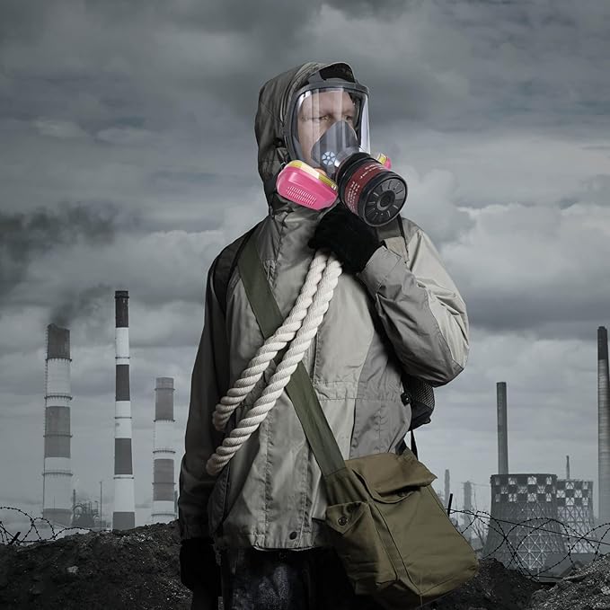 Gas Masks Survival Nuclear and Chemical - Gas Mask with 40mm Activated Carbon Filter & 60926 Filter - Full Face Respirator Mask for Gases Chemicals Vapors Paint Welding Dust
