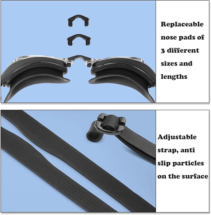 Nearsighted Swim Goggles -2.0D to -8.0D,Anti Fog Shortsighted Swimming Goggles with Clear Lens No Leak UV Protection