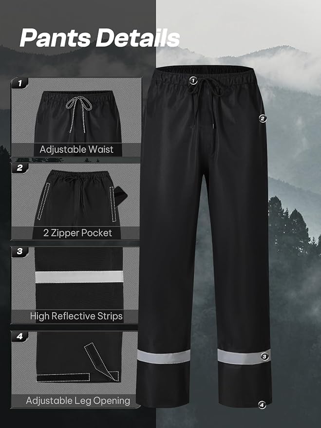 SaphiRose Men's Waterproof Rain Suit 2pcs/set Packable Rain Gear for Golf Motorcycle Fishing