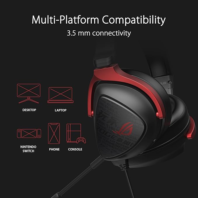 ASUS ROG Delta S Core Wired Gaming Headset (Lightweight 270g, 7.1 Surround Sound, 50mm Drivers, Discord Certified Mic, 3.5mm,for PC, Switch, PS4, PS5, Xbox, and Mobile Devices)- Black
